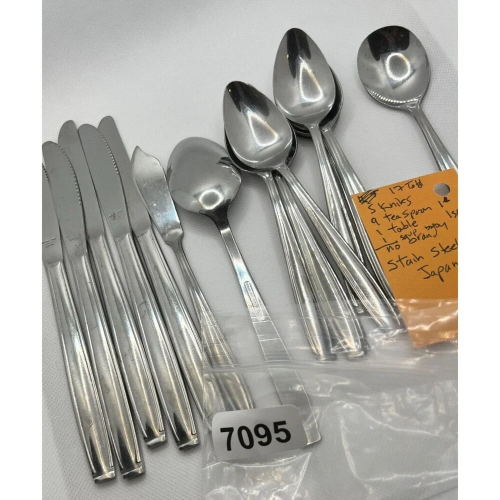 17 Dinner Knives spoons Stainless steel japan Set replacement silverware vintage